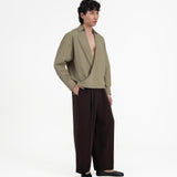 Gathered Wrap Shirt - Sage Green - G R A Y E