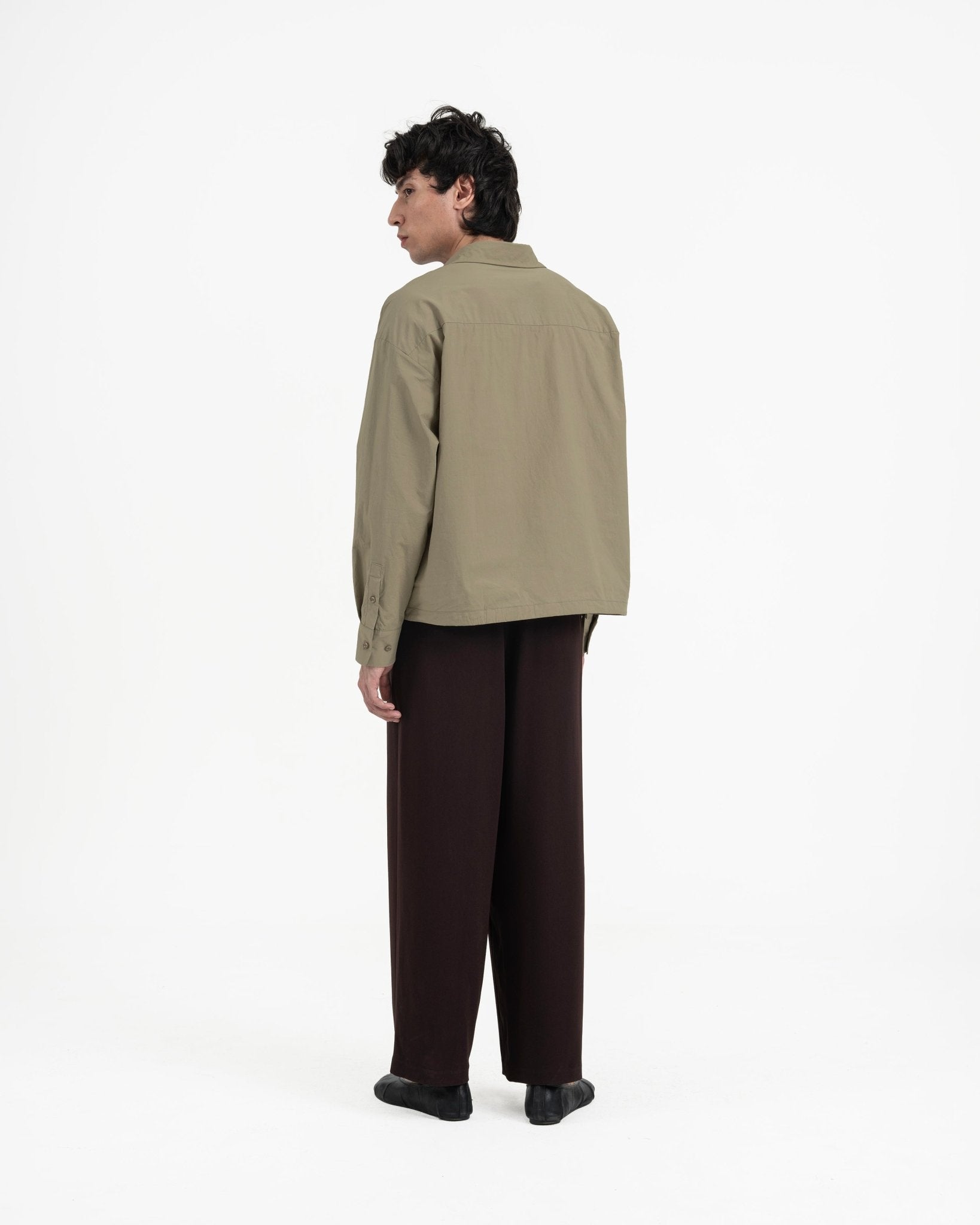 Gathered Wrap Shirt - Sage Green - G R A Y E