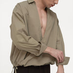 Gathered Wrap Shirt - Sage Green - G R A Y E