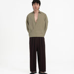 Gathered Wrap Shirt - Sage Green - G R A Y E