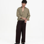 Gathered Wrap Shirt - Sage Green - G R A Y E