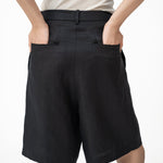 Lined Linen Shorts - Black - G R A Y E