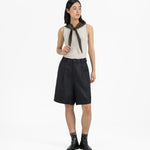 Lined Linen Shorts - Black - G R A Y E