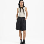 Lined Linen Shorts - Black - G R A Y E