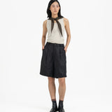 Lined Linen Shorts - Black - G R A Y E