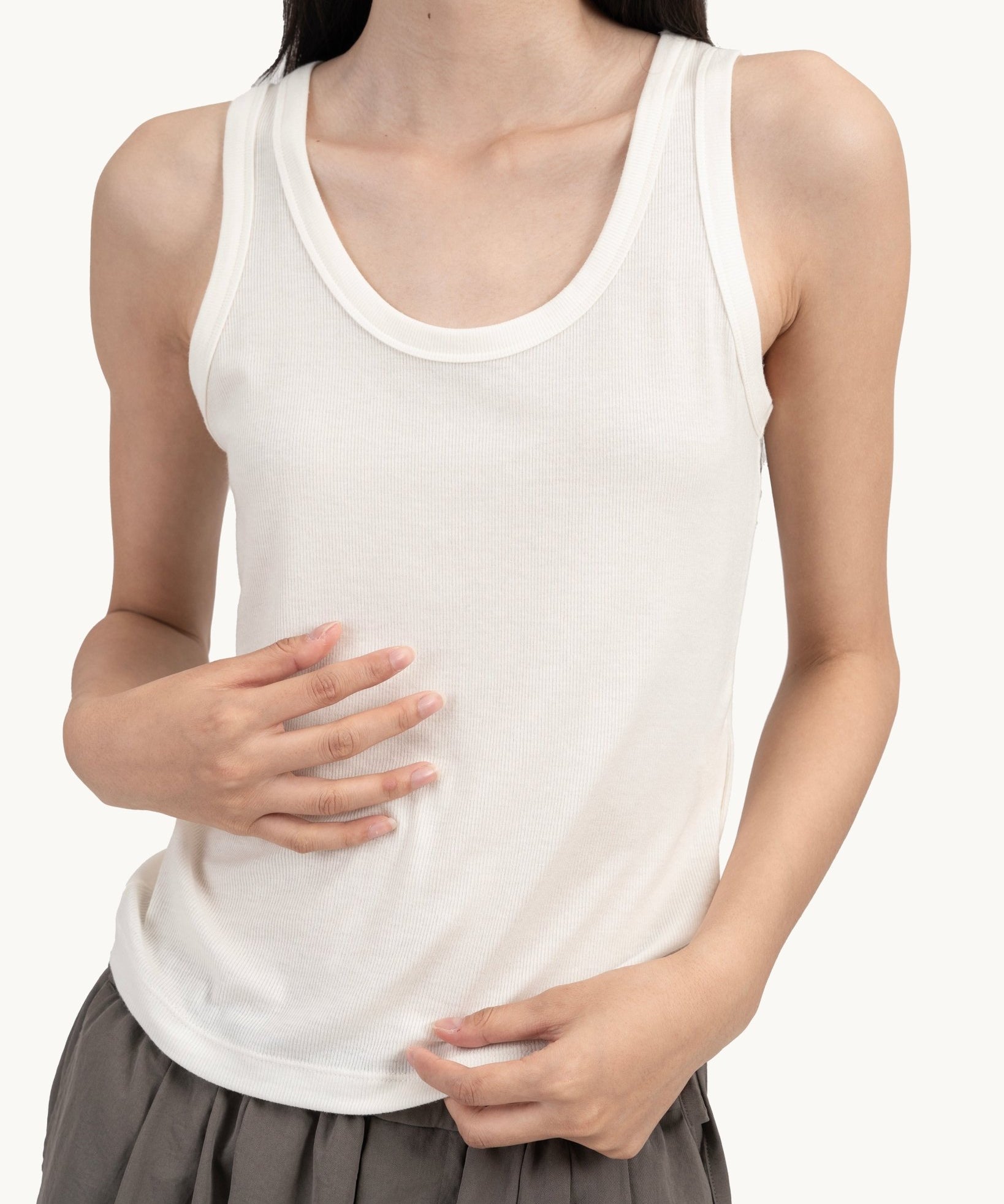 Modal - Cashmere Tank - White - G R A Y E