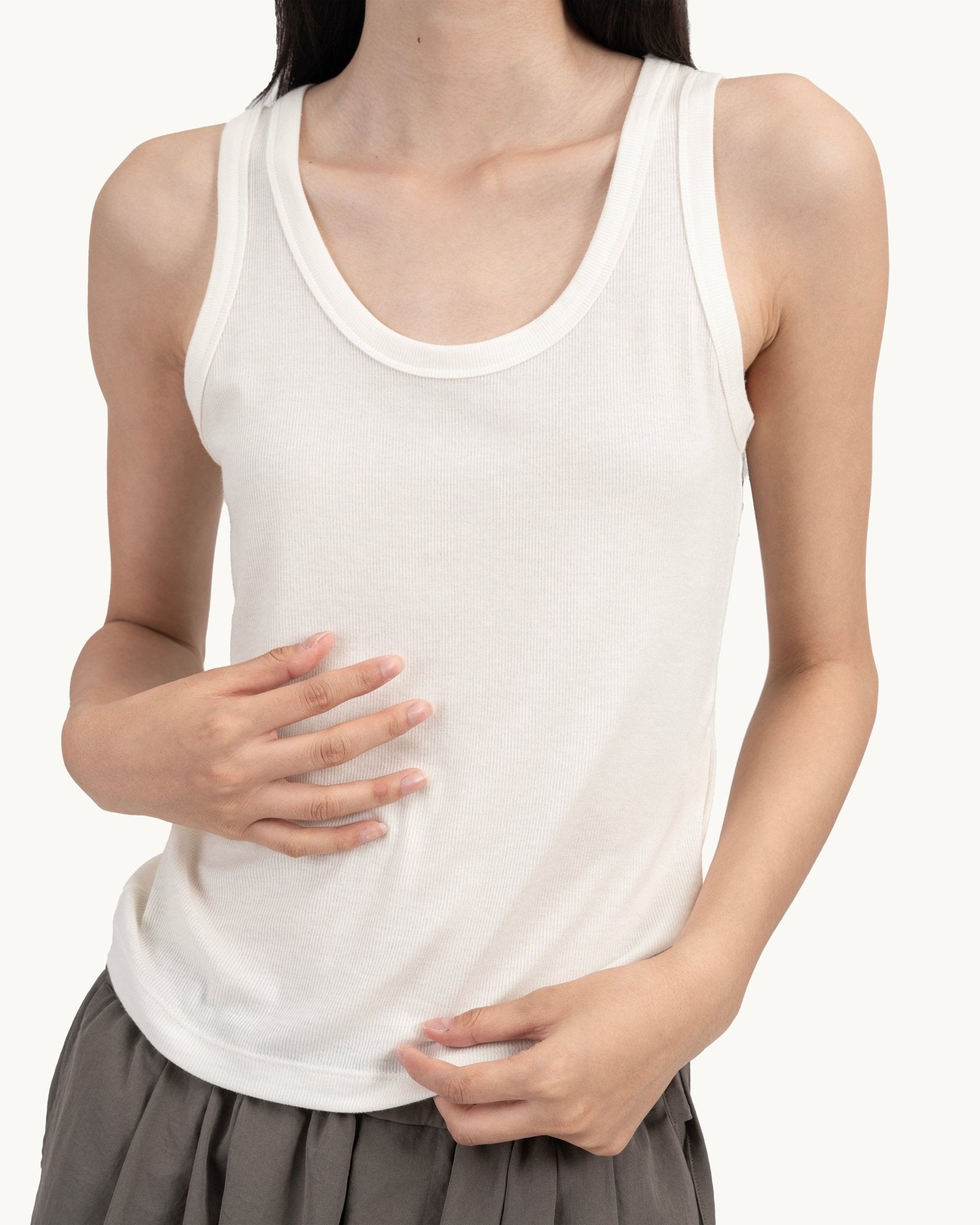 Modal - Cashmere Tank - White - G R A Y E