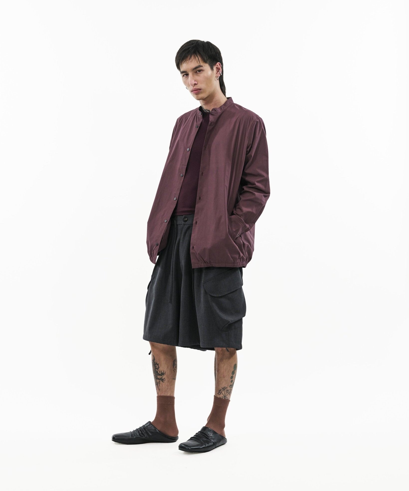 Modular Cotton Shirt - Plum - G R A Y E