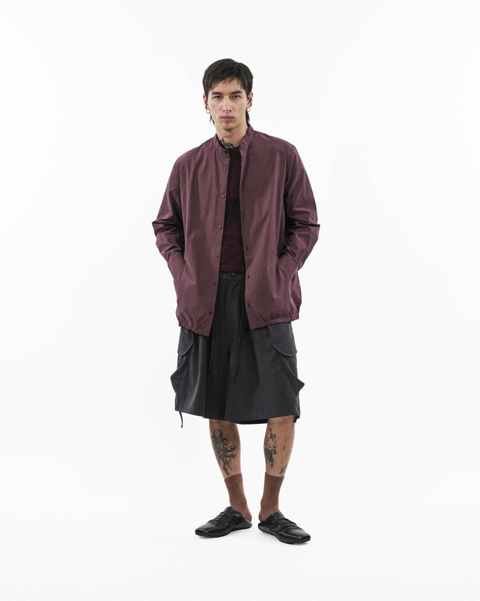 Modular Cotton Shirt - Plum - G R A Y E