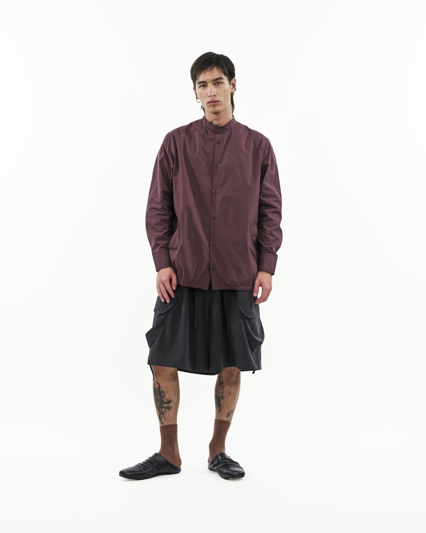 Modular Cotton Shirt - Plum - G R A Y E