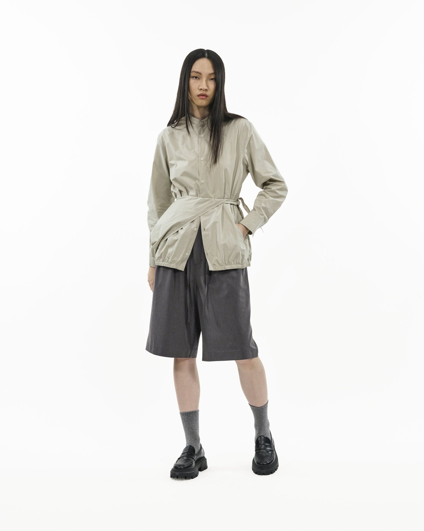 Modular Cotton Shirt - Sage Clay - G R A Y E