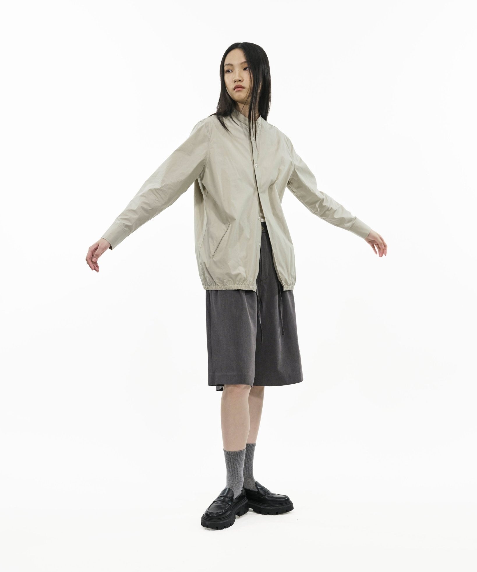Modular Cotton Shirt - Sage Clay - G R A Y E