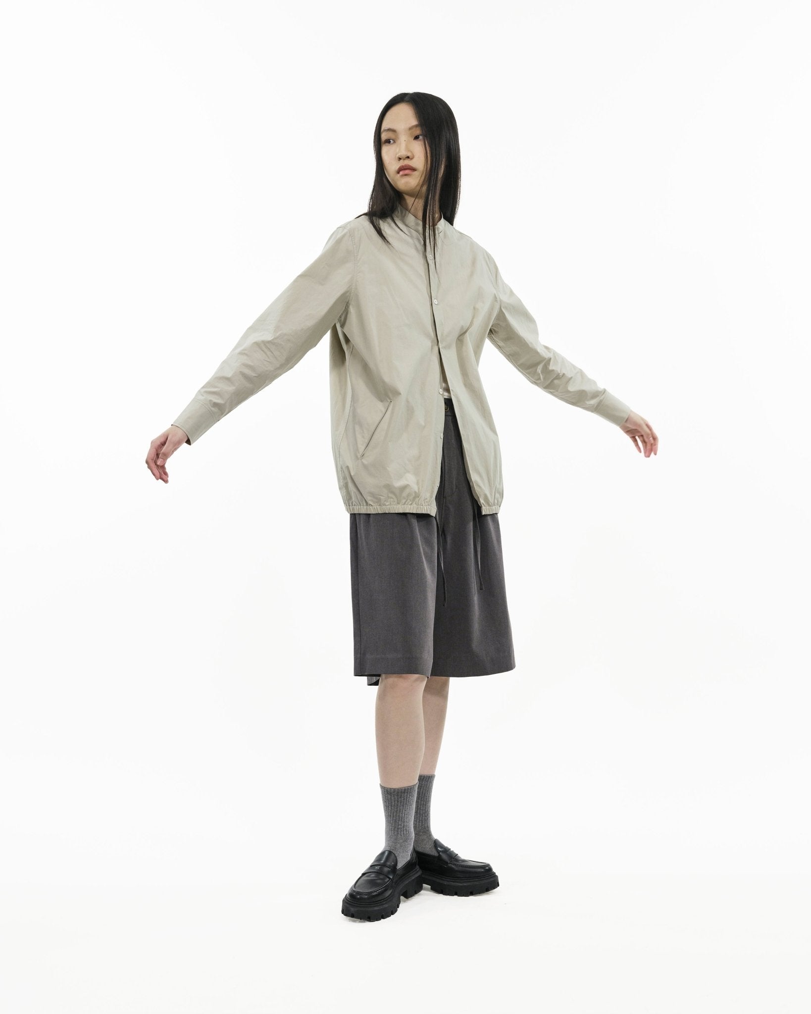Modular Cotton Shirt - Sage Clay - G R A Y E
