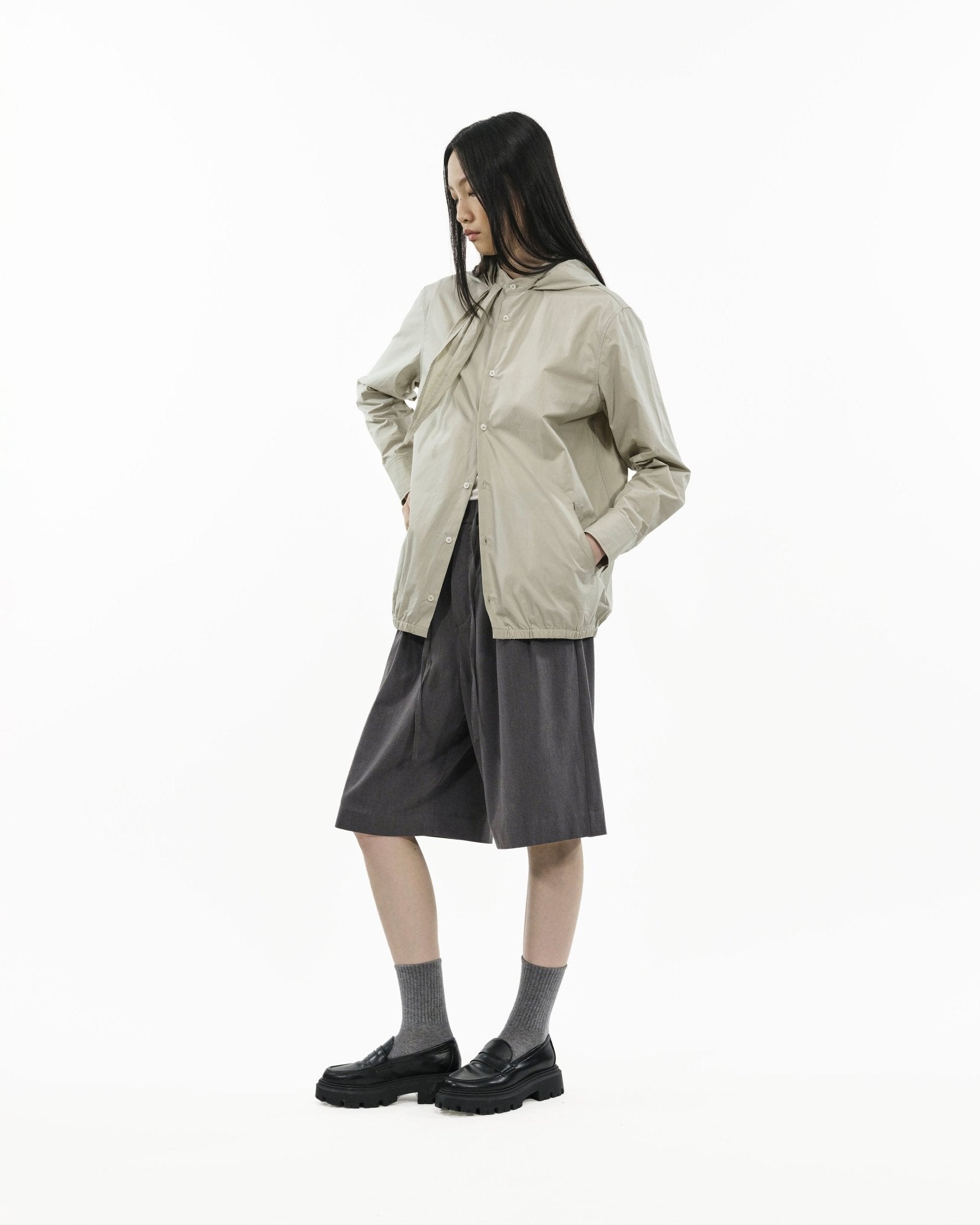 Modular Cotton Shirt - Sage Clay - G R A Y E