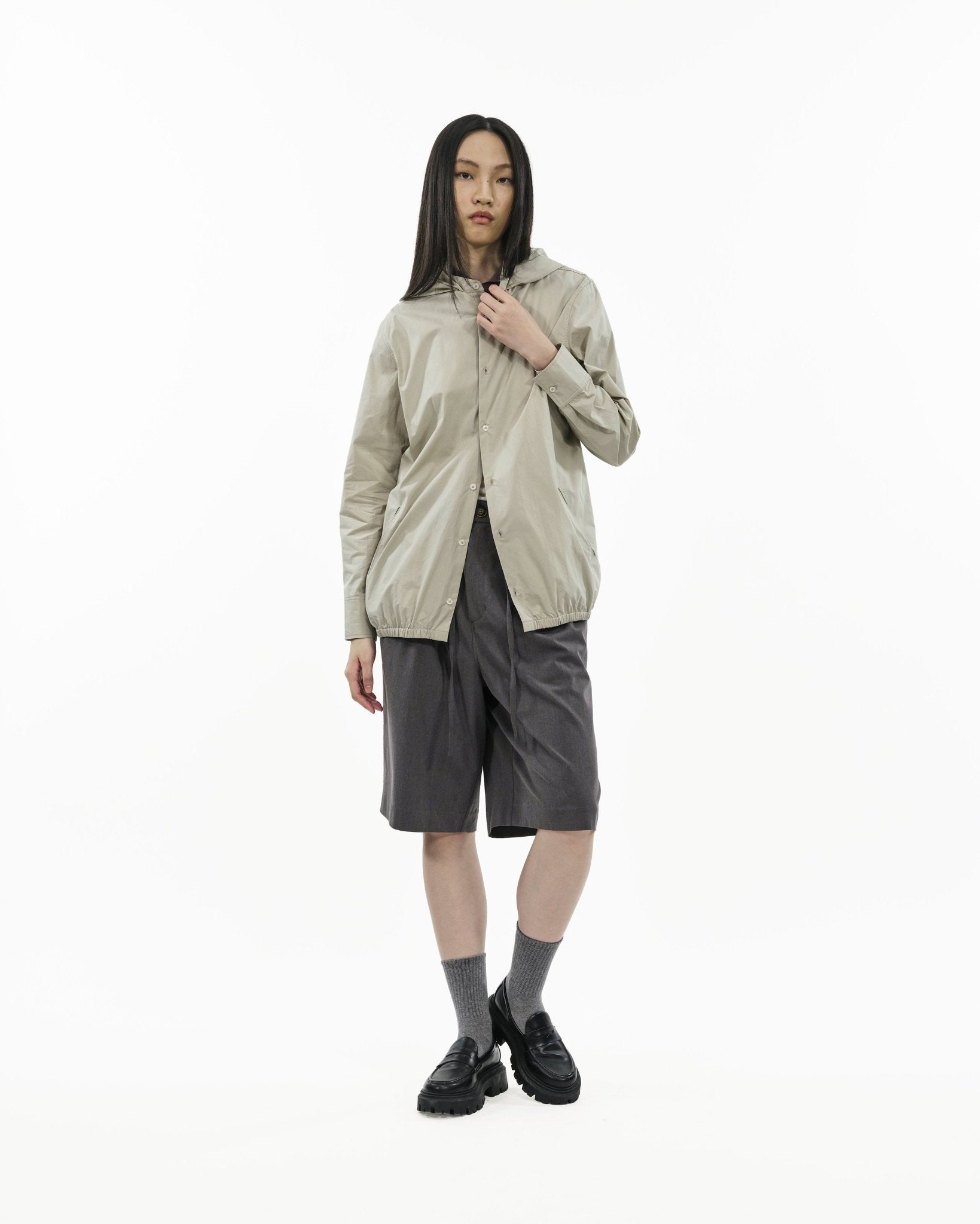 Modular Cotton Shirt - Sage Clay - G R A Y E