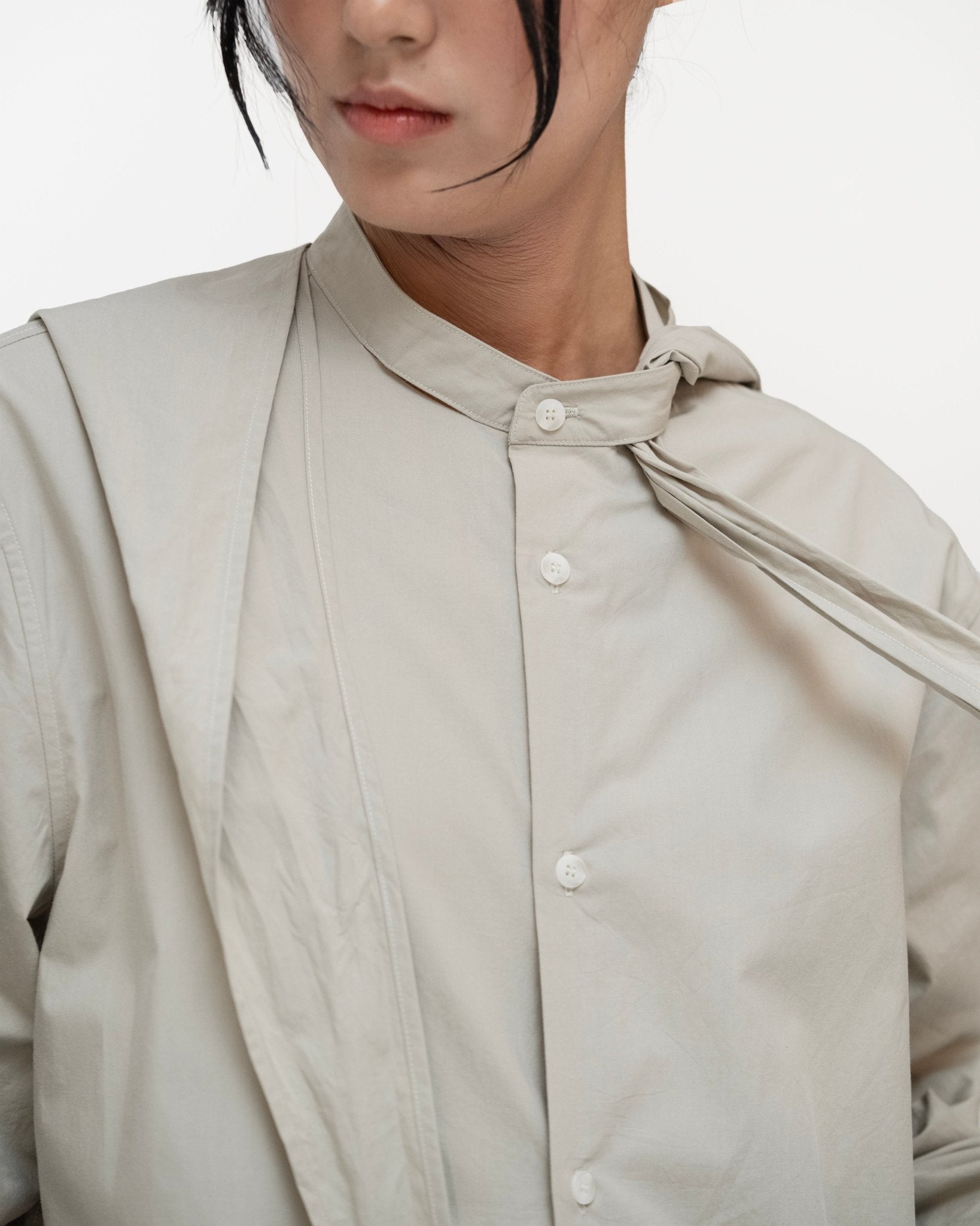 Modular Cotton Shirt - Sage Clay - G R A Y E