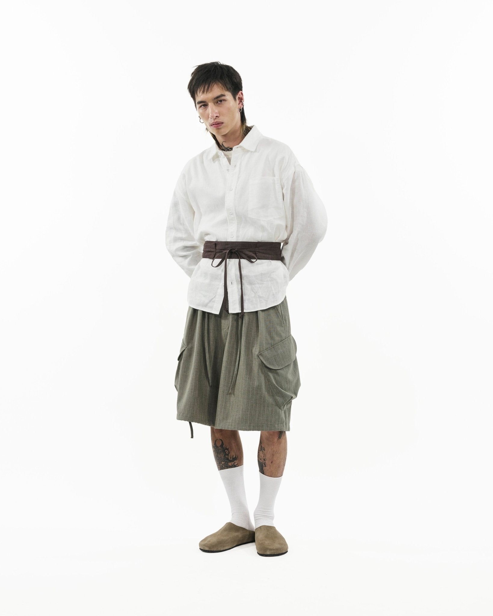 Obi Belt - Pinstripe Brown - G R A Y E