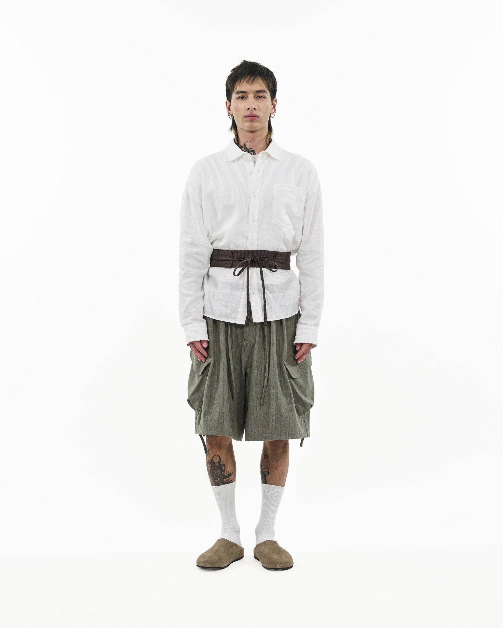 Obi Belt - Pinstripe Brown - G R A Y E