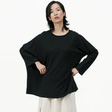 Offset Drape Pullover - Black - G R A Y E