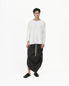 Offset Drape Pullover - White - G R A Y E