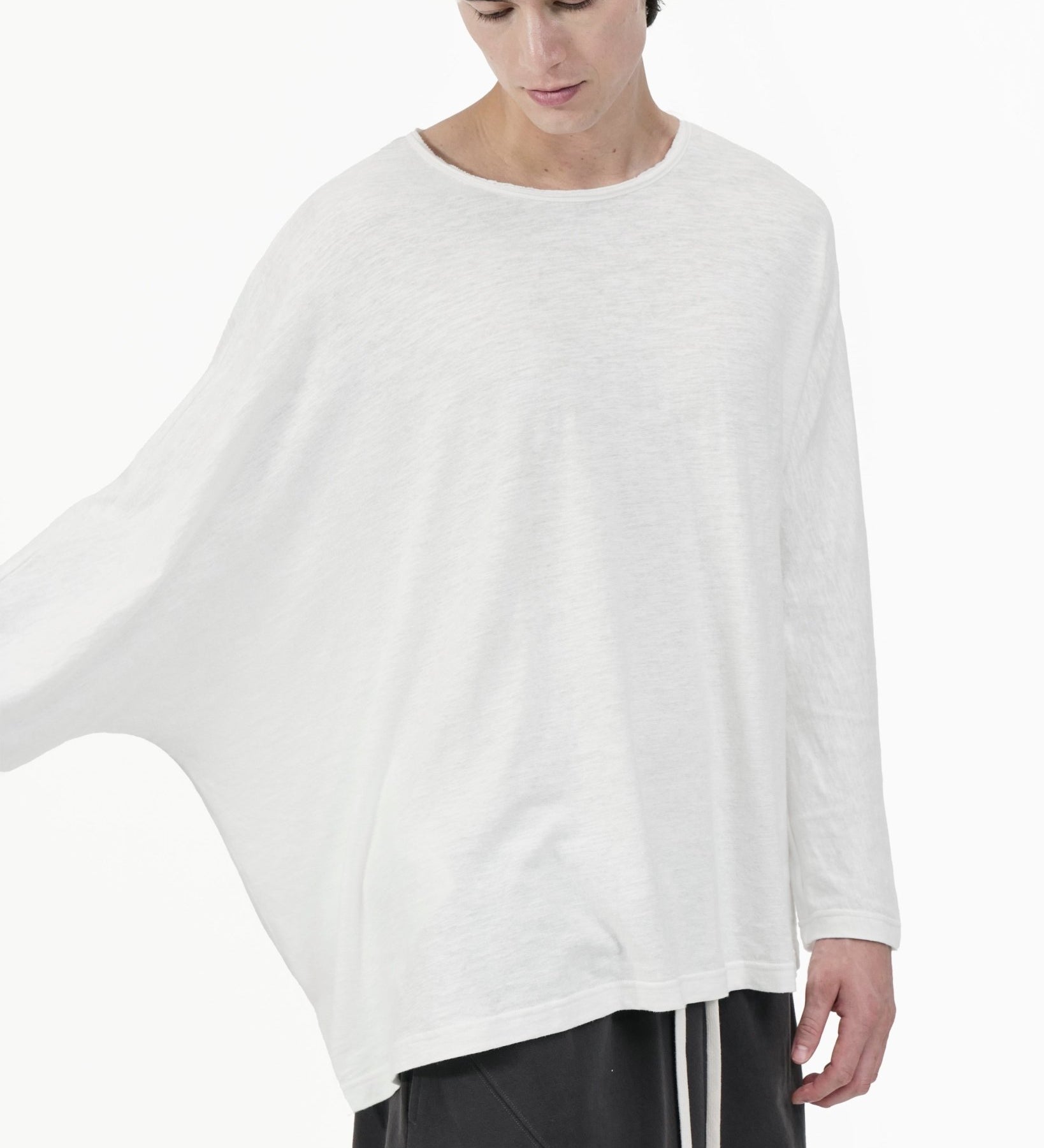 Offset Drape Pullover - White - G R A Y E
