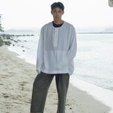 Oversized Linen Grid Shirt - G R A Y E