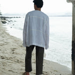 Oversized Linen Grid Shirt - G R A Y E