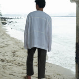Oversized Linen Grid Shirt - G R A Y E