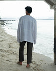 Oversized Linen Grid Shirt - G R A Y E