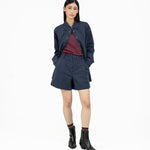 Pleated Striped Shorts - G R A Y E