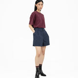 Pleated Striped Shorts - G R A Y E