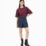 Pleated Striped Shorts - G R A Y E