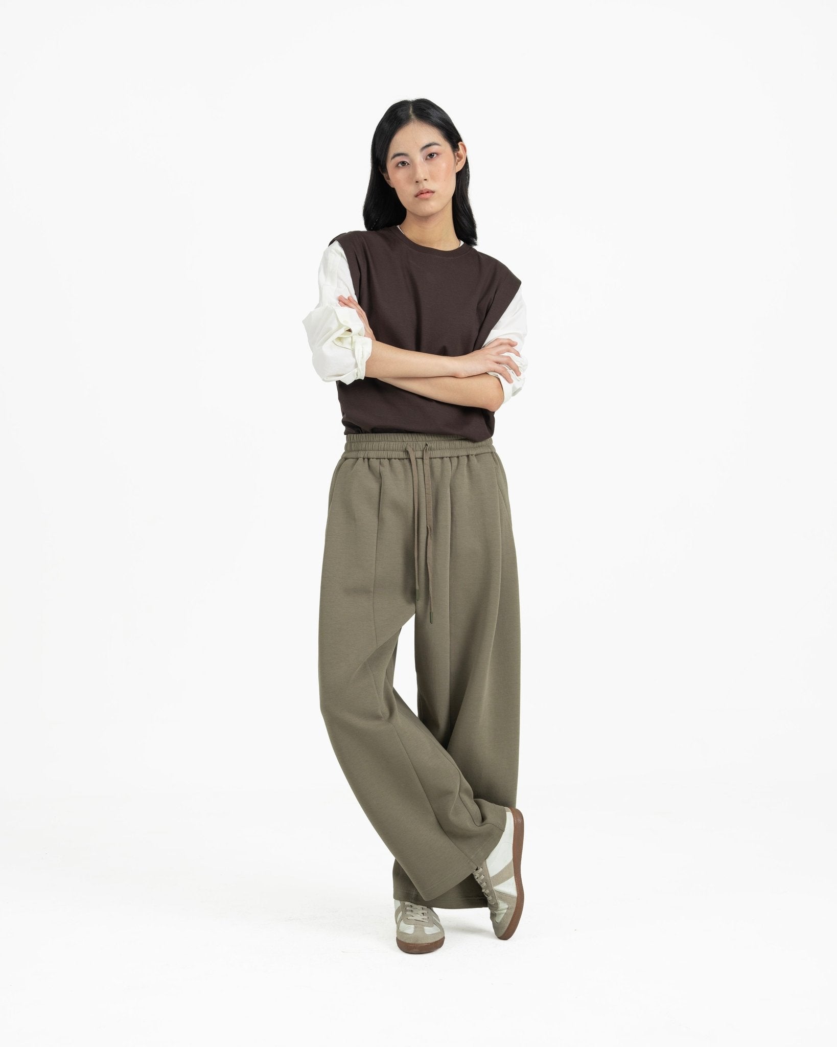 Pleated Sweatpants - Artichoke - G R A Y E