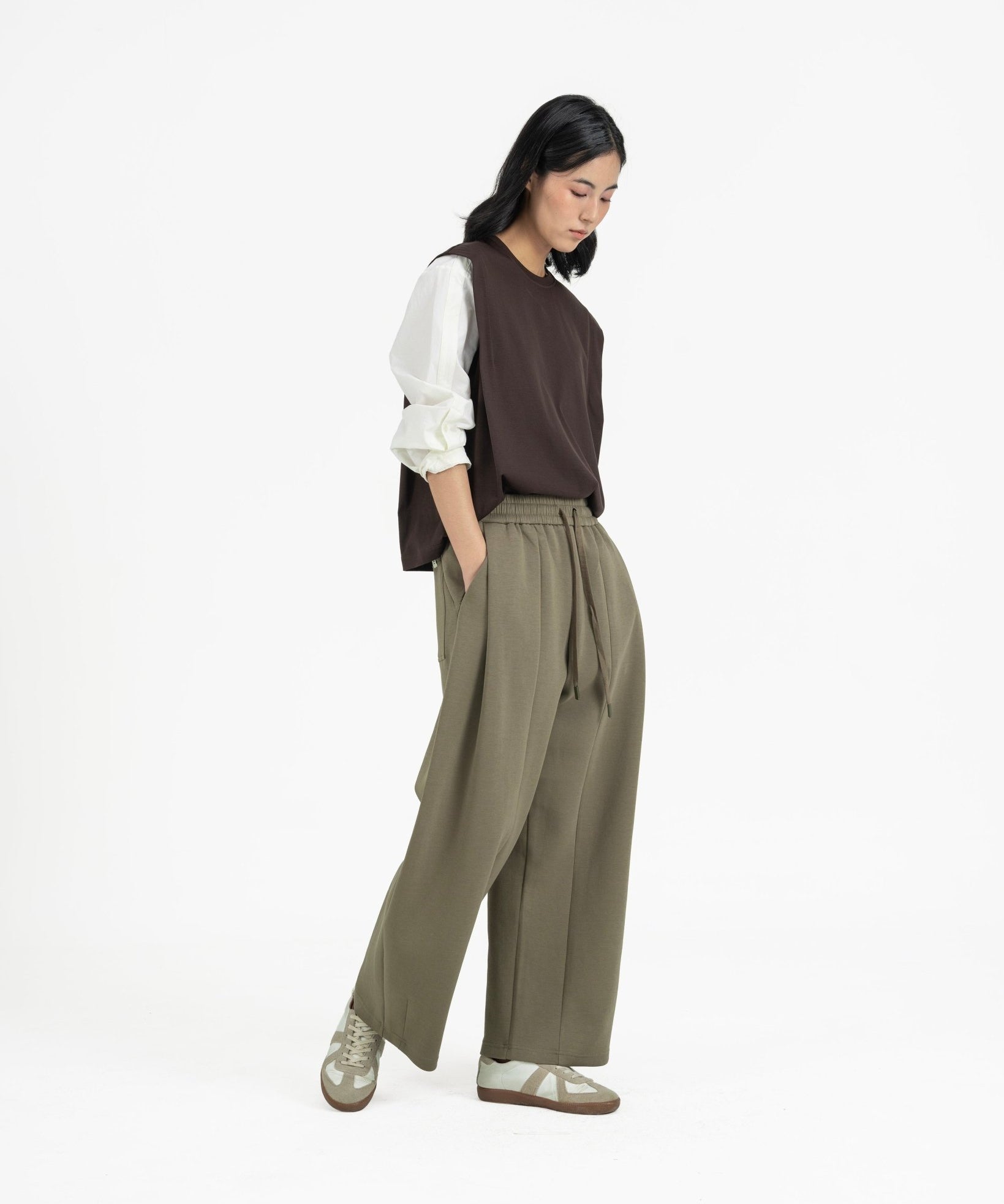 Pleated Sweatpants - Artichoke - G R A Y E