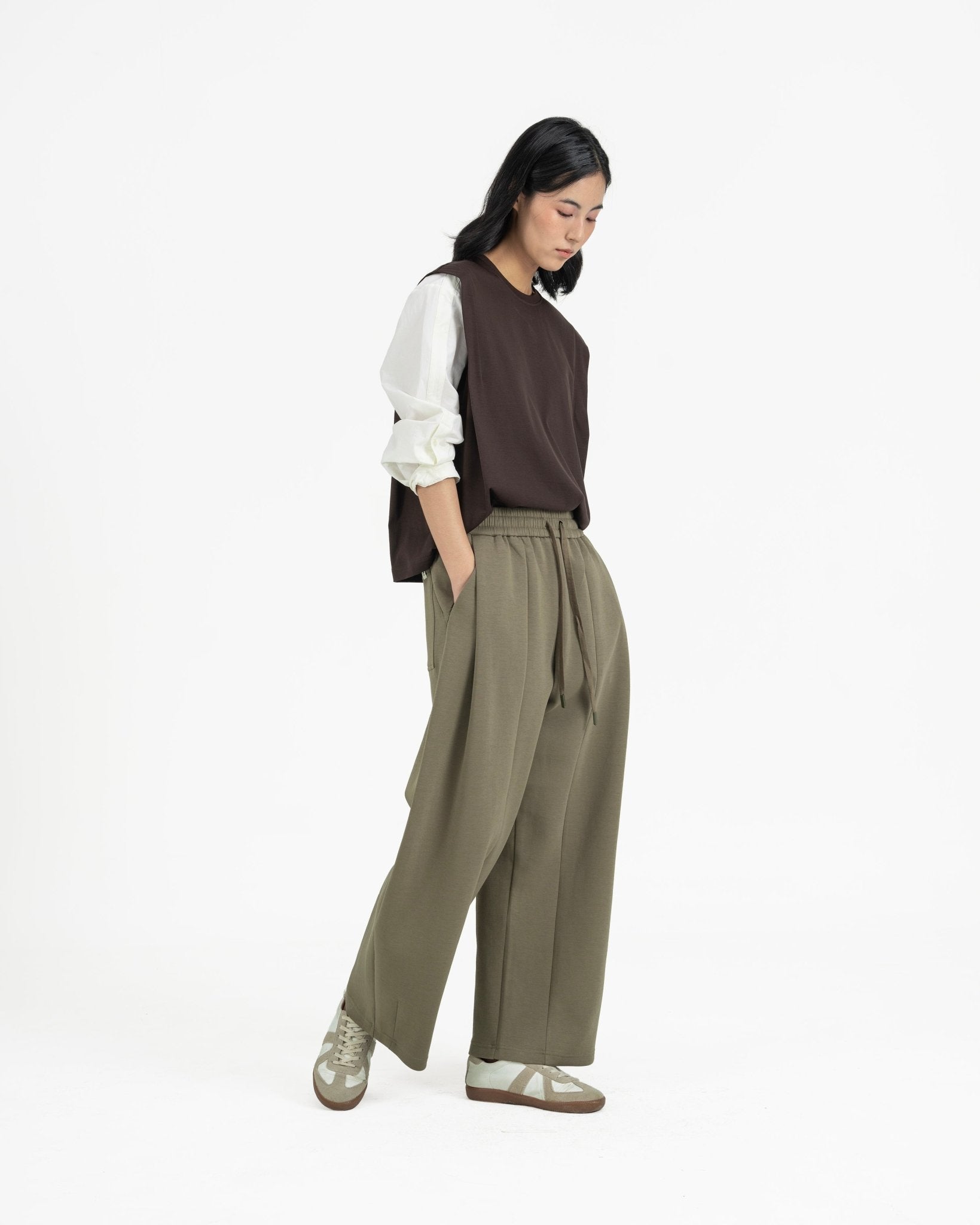 Pleated Sweatpants - Artichoke - G R A Y E