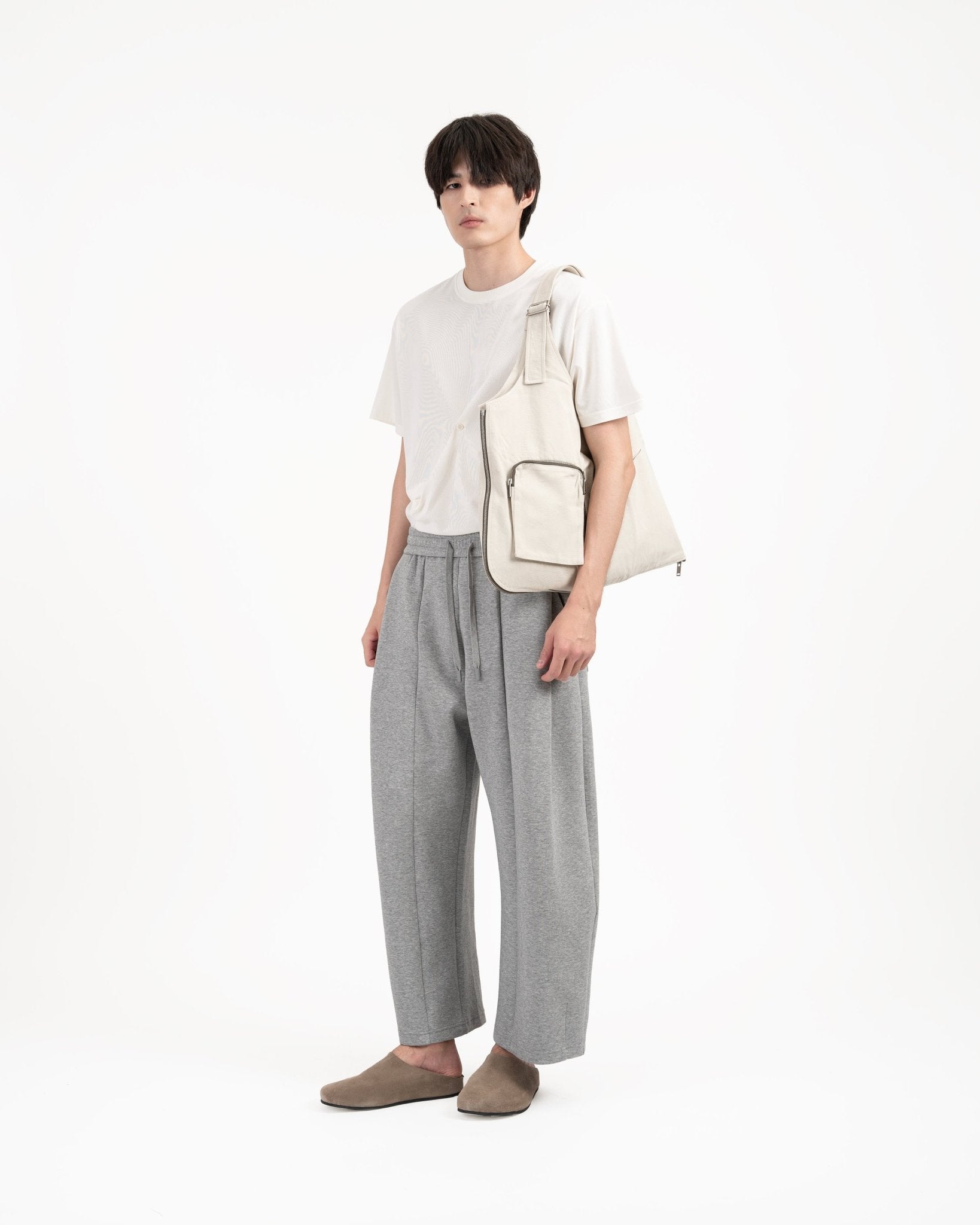 Pleated Sweatpants - Melange Gray - G R A Y E