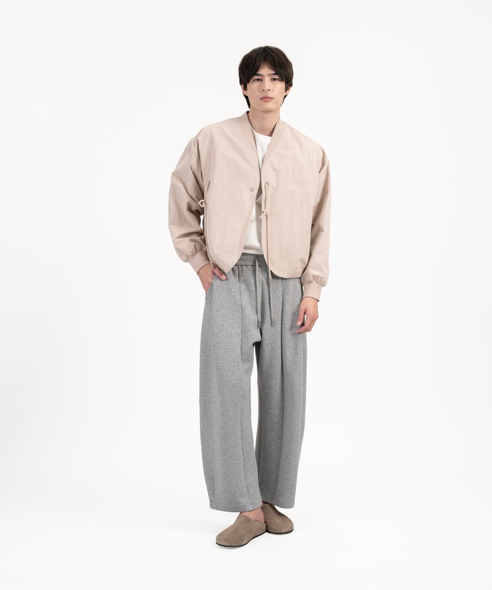 Pleated Sweatpants - Melange Gray - G R A Y E