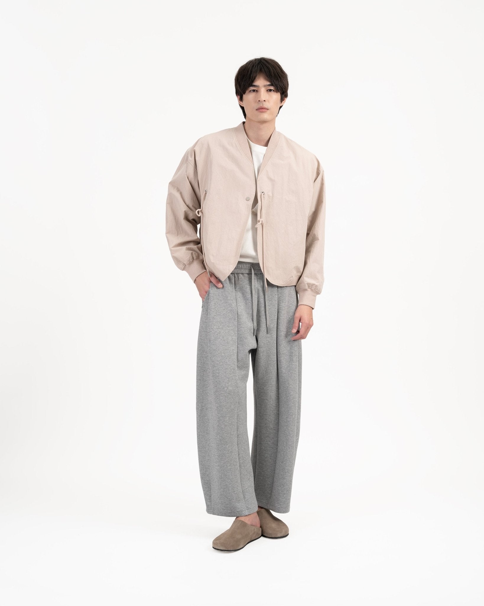 Pleated Sweatpants - Melange Gray - G R A Y E