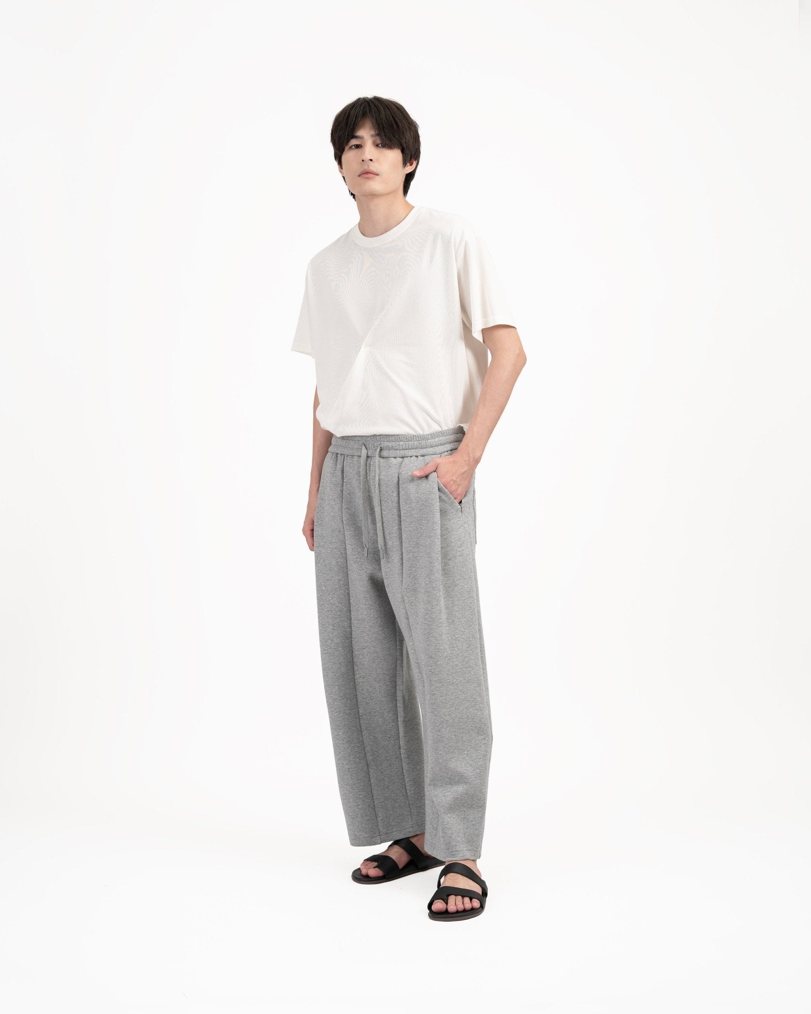 Pleated Sweatpants - Melange Gray - G R A Y E