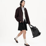 Pleated Sweatshorts - Black - G R A Y E