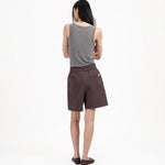 Pleated Sweatshorts - Fig - G R A Y E