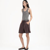 Pleated Sweatshorts - Fig - G R A Y E
