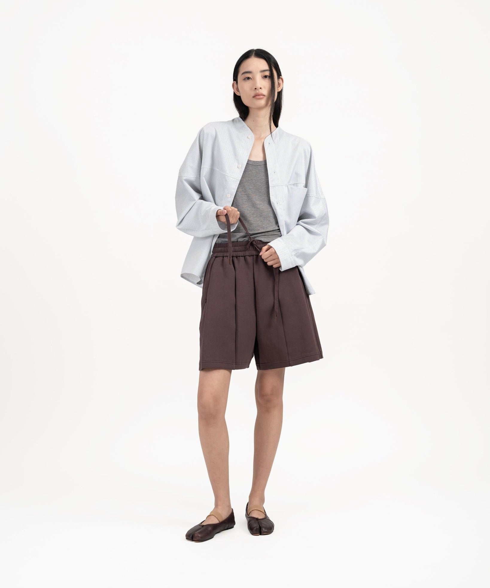 Pleated Sweatshorts - Fig - G R A Y E