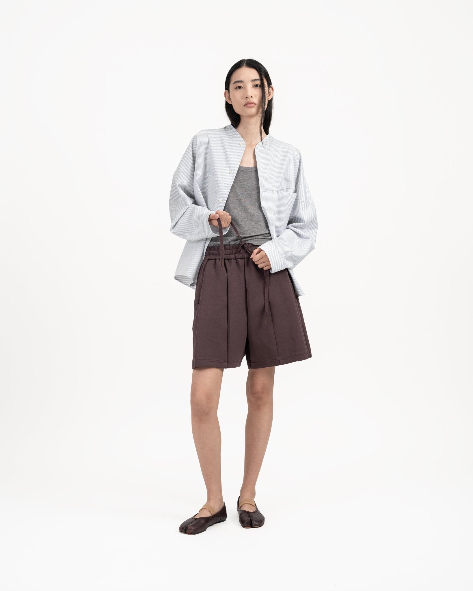 Pleated Sweatshorts - Fig - G R A Y E