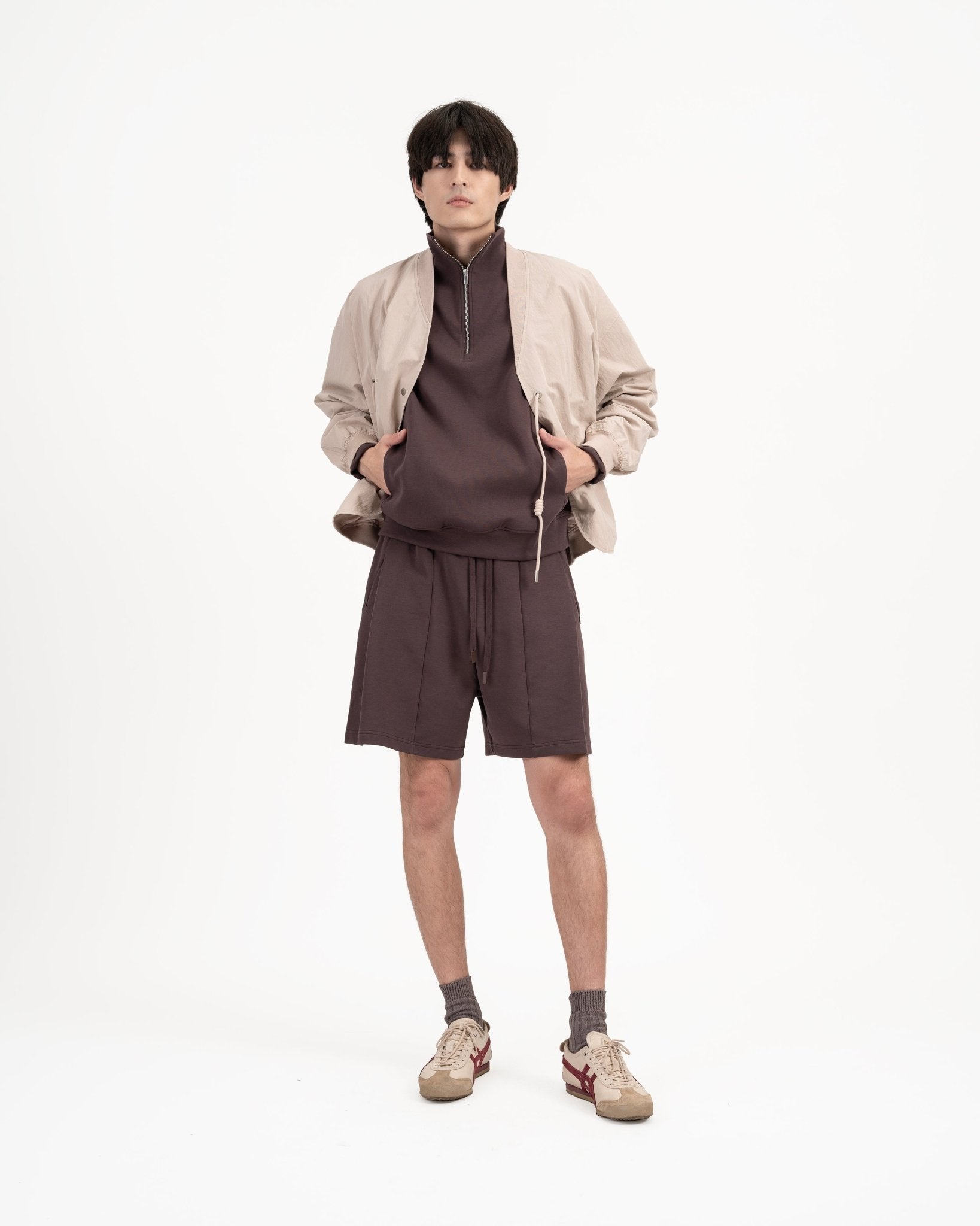Pleated Sweatshorts - Fig - G R A Y E