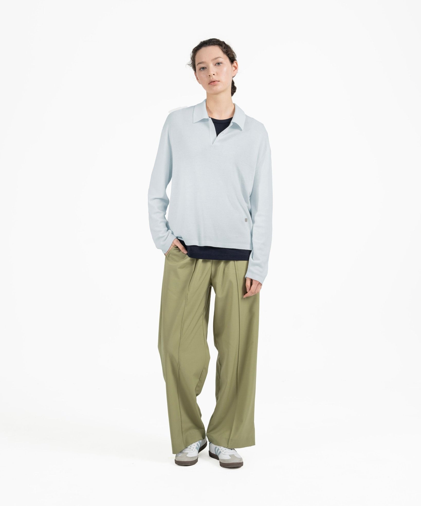 [PRE - ORDER] All - Season Knitted Polo - Mist Blue - G R A Y E