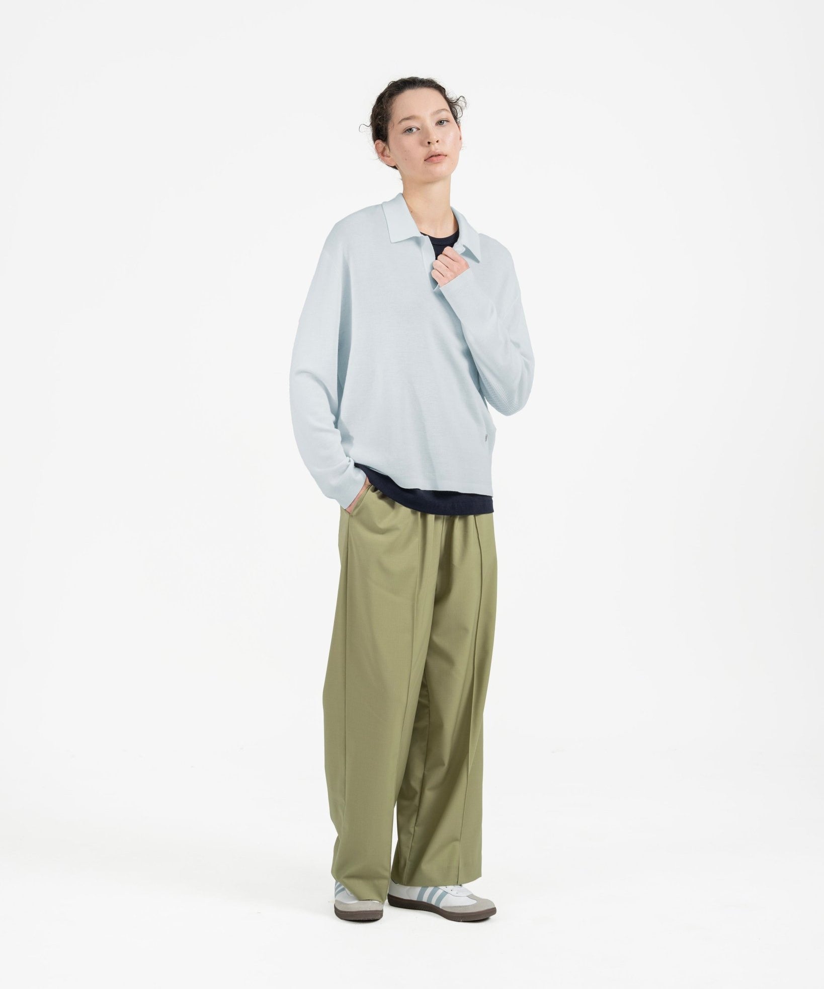 [PRE - ORDER] All - Season Knitted Polo - Mist Blue - G R A Y E