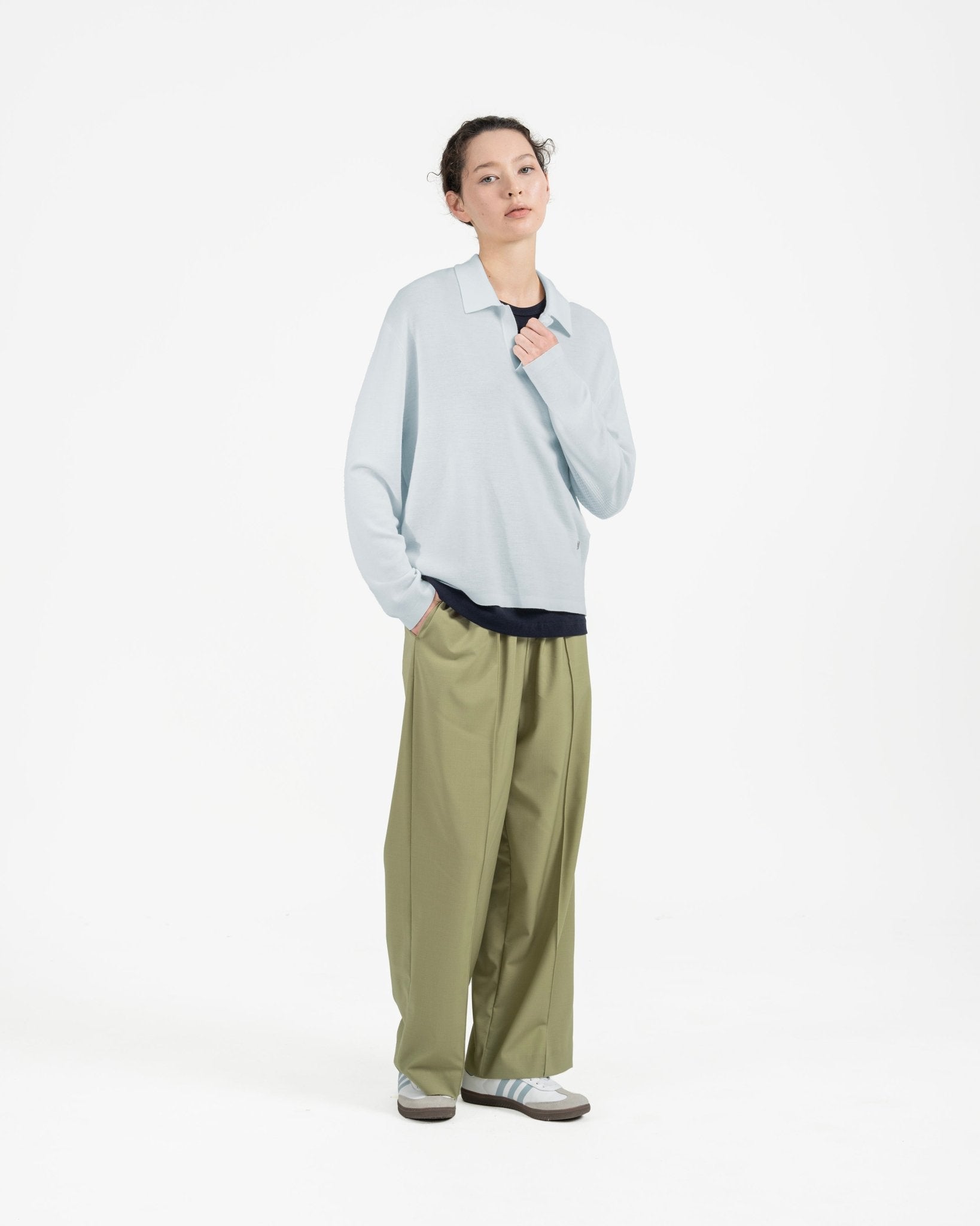 [PRE - ORDER] All - Season Knitted Polo - Mist Blue - G R A Y E