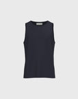 Cupro Sleeveless Tee - Navy