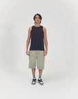 Cupro Sleeveless Tee - Navy